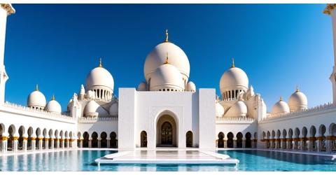 The majestic Sheikh Zayed Grand Mosque in Abu Dhabi under clear skies